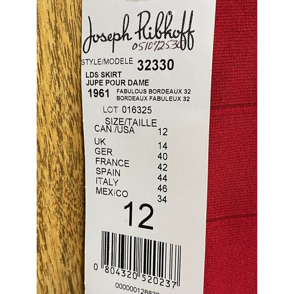 Joseph Ribkoff Women's Bandage Mini Skirt Textured Elastic Waist Red Size 12 NWT - Picture 6 of 8